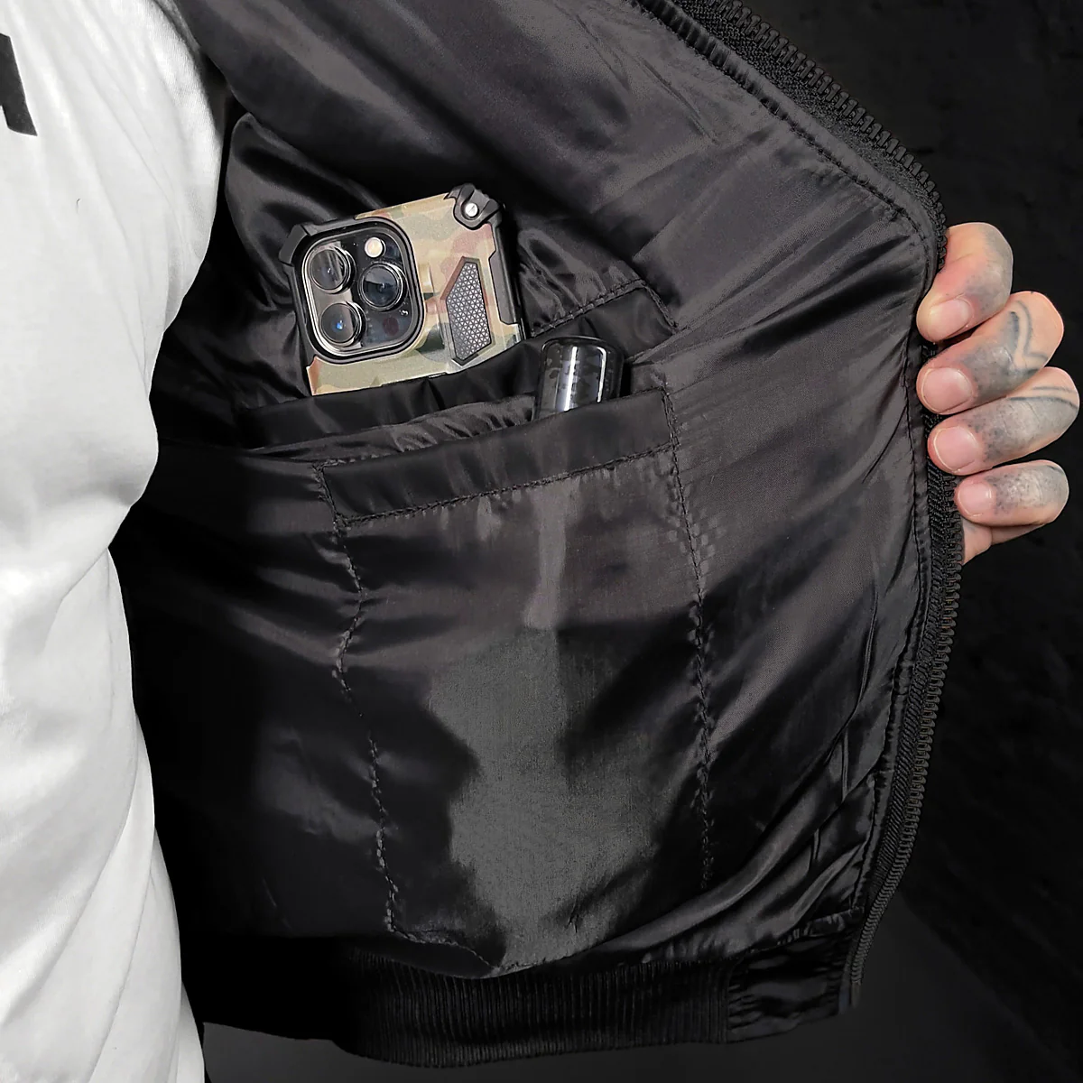 FLIGHT JACKET CAMDEN BLK NYLON - Image 4