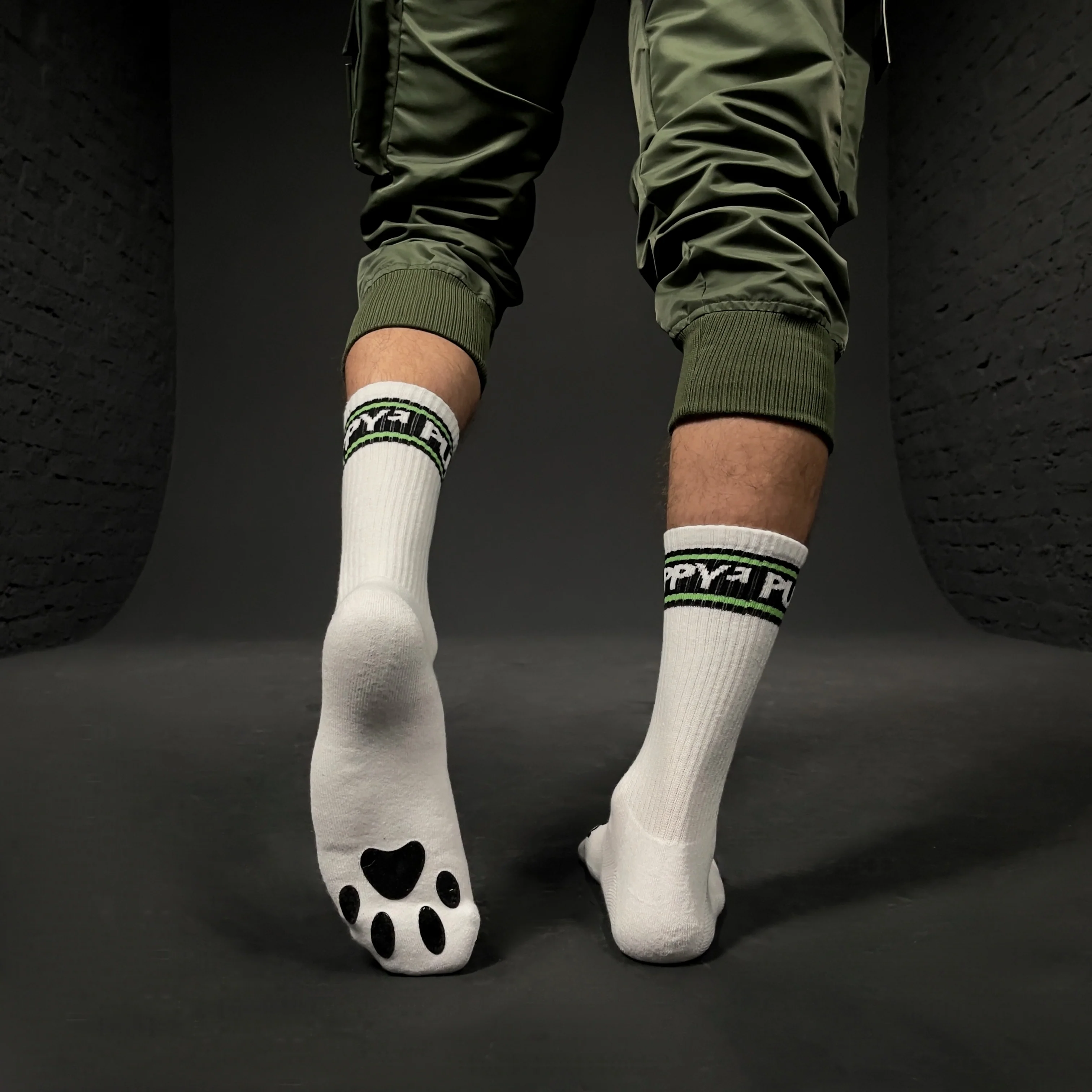 PUPPY SOCKS WHT/LIME - Image 3