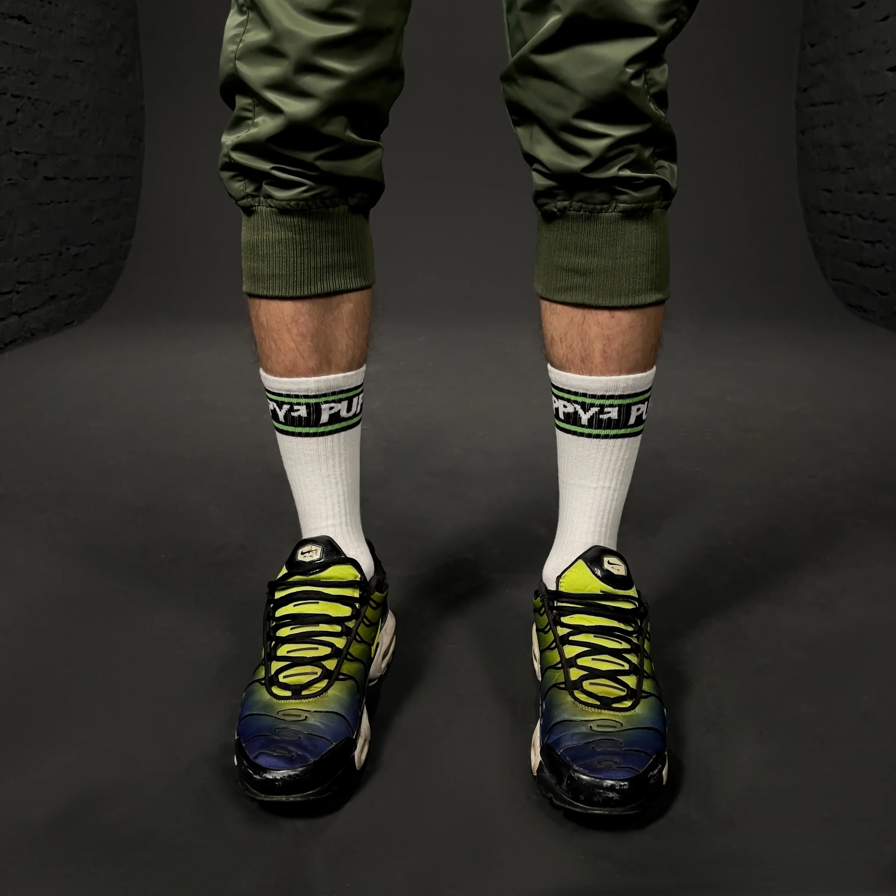 PUPPY SOCKS WHT/LIME - Image 4